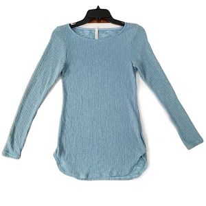 Chocolate USA Light Blue Ribbed Long Sleeves Top Women's Size S